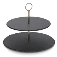 Zeller Present Etagere Schiefer 30 x 23 cm - Produkttyp: Etagere - Materialtyp: Stein - Material: Schiefer - Detailfarbe: Schwarz - Anzahl Etagen: 2 × - Stapelbar: Nein