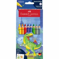 Faber-Castell Farbstifte Jumbo Grip Set Dino 10 Stück - Verpackungseinheit: 10 Stück - Set: Ja - Detailfarbe: Mehrfarbig - Eigenschaft-Stift: Keine - Farbstifte & Wachsmalstifte-Art: Farbstifte - Anwender: Kinder