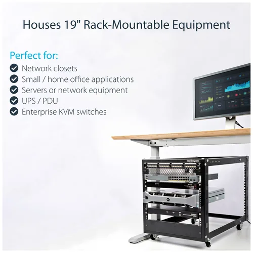 12U SERVER RACK - OPEN FRAME ADJUSTABLE DEPTH 4 POST RACK