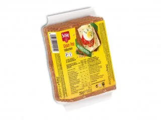 Dr.Schär Vollkornbrot 250 g - Produkttyp: Brot - Nährwertangabe pro: 100 g - Energiegehalt (in kj): 977 KJ - Energiegehalt (in kcal): 233 Kcal - Fett: 7 g - Gesättigte Fettsäuren: 0.8 g