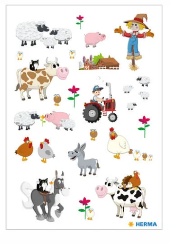 Herma Stickers Motivsticker Kleine Farm 3 Blatt à 45 Sticker Mehrfarbig - Motiv: Bauernhof
