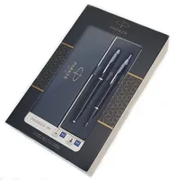 Parker Füllfederhalter DuoSet IM C.C. Medium (M) - Strichstärke: Medium (M) - Set: Ja - Verpackungseinheit: 1 Stück - Schriftfarbe: Blau - Anwender: Jugendliche - Schüler - Erwachsene - Stiftfarbe: Schwarz - Silbergrau