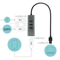 I-TEC USB 3.0 Metal HUB 4 port without power adapter ideal for Notebook Ultrabook Tablet PC supports Win und Mac OS