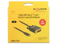 DELOCK USB-Kabel Typ C -> DVI241 StBu 4K 30 Hz 1,0m sw