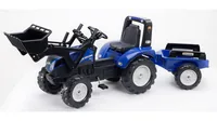 Falk New Holland Traktor + Anh. XL - Fahrzeugtyp: Bagger - Altersempfehlung ab: 3 Jahren - Ausstattung: Anhänger - Detailfarbe: Blau - Schwarz - Material: Kunststoff