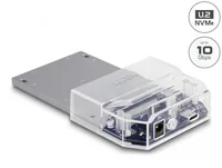 Delock Dockingsstation USB-C – 1 x U.2 SSD - Card Reader: Kein - Datenanschluss Seite A: Type-C USB 3.1 Gen 2 - Stromversorgung: Externes Netzteil - Detailfarbe: Schwarz - Speicherschnittstelle: U.2 NVMe - Festplatten Formfaktor: 2.5