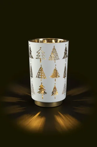 STT Laterne, Baum, M, 20 cm, Weiss - Betriebsart: Batteriebetrieb - Motiv: Tannenbaum - Fernbedienung: Nein - Aussenanwendung: Nein - Lichtfarbe: Warmweiss (WW) - Höhe: 20 cm
