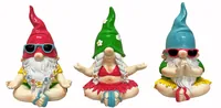 Dameco Gartenzwerg sitzend in Yoga Pose 3-er Set, 12 x 14 x 17 cm - Produkttyp: Aufsteller - Detailfarbe: Mehrfarbig