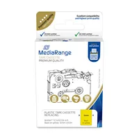 MediaRange Plastic tape cassette, for label printers using Brother TZ-631/TZe-631, permanent adhesive, 12mm, 8m, laminated, black on yellow