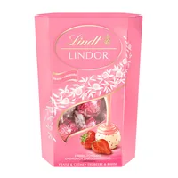 Lindt Schokoladen-Pralinen Lindor Kugeln Weiss Erdbeer 200 g - Produkttyp: Frucht - Nährwertangabe pro: 100 g - Energiegehalt (in kj): 2618 KJ - Energiegehalt (in kcal): 630 Kcal - Fett: 48 g - Gesättigte Fettsäuren: 35 g