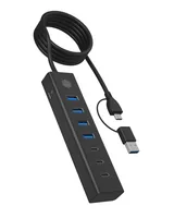 ICY BOX USB-Hub IB-HUB1737-C3 - Stromversorgung: USB - Anzahl Ports: 7 - Detailfarbe: Schwarz - USB Standard: 3.0/3.1/3.2 Gen 1 (5 Gbps) - USB Anschluss 2 (Endgerät): USB C - USB Anschluss 1 (Quelle): USB A