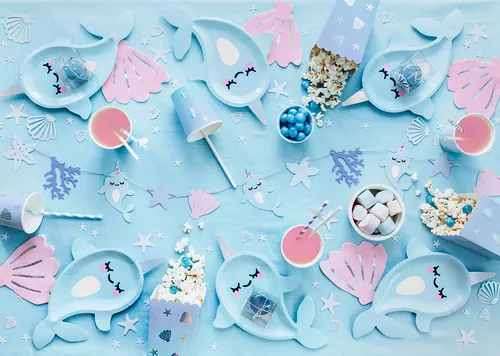 Partydeco Einwegteller Narwal 6 Stück - Produkttyp: Einwegteller - Materialtyp: Papier - Material: Pappe - Detailfarbe: Blau - Verpackungseinheit: 6 Stück