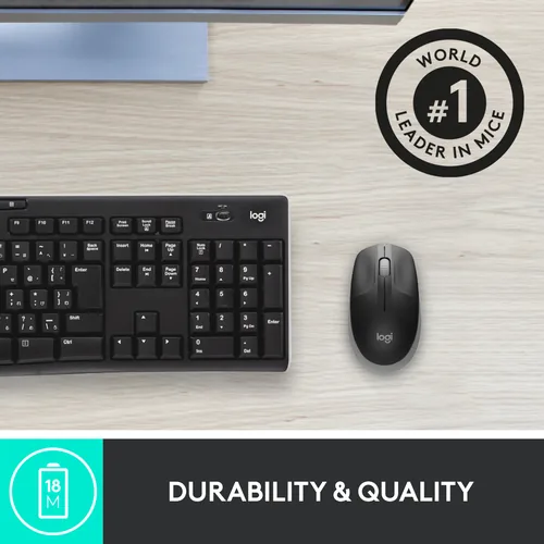Logitech Mouse M190 Wireless FULL-SIZE grey für mittelgroße bis große Hände