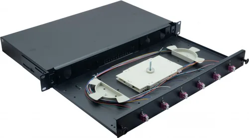 helos LWL 19 Spleissbox 6 x LC Duplex OM4, spleißfertig, schwarz
