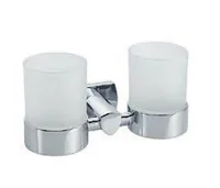 BIASCA Glashalter 9.6 x 18.9 x 10.3 cm Chrom, doppel - Befestigung: Wand - Farbe: Chrom - Weiss - Material: Glas