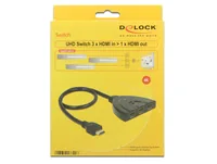 Delock HDMI UHD Switch 3 x HDMI in > 1 x HDMI out 4K mit integriertem Kabel 50 c