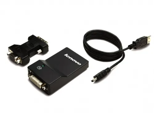 Lenovo USB 3.0 - DVI/VGA adaptateur graphique USB 2048 x 1152 pixels Noir