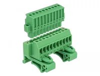 Delock Hutschiene/DIN Rail Terminalblock 10Pin - Detailfarbe: Grün - Montage: DIN-Rail