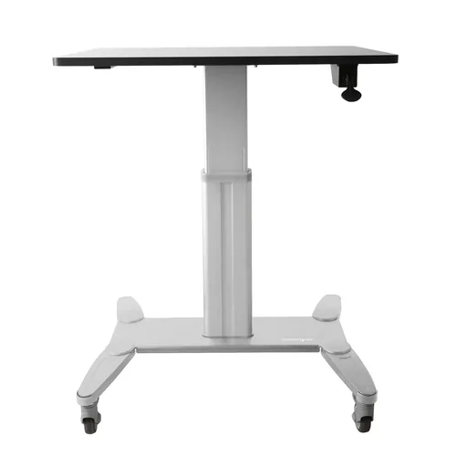 StarTech.com Mobile Standing Desk - Portable Sit Stand Ergonomic Height Adjustable Cart on Wheels - Rolling Computer/Laptop Workstation Table with Locking One-Touch Lift for Teacher/Student