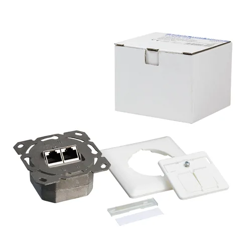 Logilink Cat.6A Anschlussdose, 2x RJ45,weiß, waagerecht