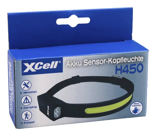 XCell Akku-LED-Sensor-Kopfleuchte H450 Spot-u. Fläschenlicht