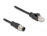 Delock M12 Adapterkabel D-kodiert 4 Pin Stecker zu RJ45 Stecker 50 cm