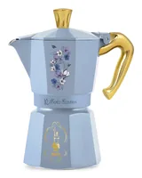 Bialetti Espressokocher Bridgerton Moka Express 6 Tassen - Material: Aluminium - Kompatible Kochfelder: Glaskeramik - Gas - Elektro - Detailfarbe: Himmelblau - Gold - Anzahl Tassen: 6 × - Betriebsart: Manueller Betrieb