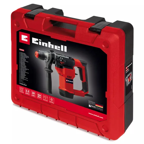 Einhell Bohrhammer TC-RH 28 3F - Produktkategorie: Bohrhammer - Werkzeugaufnahme: SDS-plus - Meisselfunktion: Ja - Akkusystem: Netzbetrieb (kein Akku) - Schlagstärke (J): 3.5 J. - Max. Bohrdurchmesser Beton: 28 mm