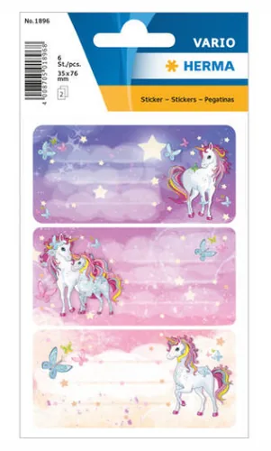 Herma Stickers Schuletiketten Einhorn - Produkttyp Bucheinbandprodukte: Schuletiketten - Detailfarbe: Mehrfarbig