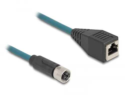 Delock M12 Adapterkabel X-kodiert 8 Pin Buchse zu RJ45 Buchse 50 cm