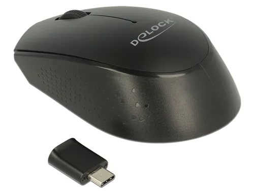Delock Mobile Maus 12526 USB Type-C kabellos - Maus-Typ: Mini - Maus Features: Scrollrad - Bedienungsseite: Universal - Detailfarbe: Schwarz - Verbindungsart: Kabellos - Schnittstelle: USB-C