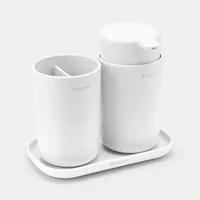 Brabantia Seifenspender-Set ReNew mit Zahnputzbecher und Schale Weiss - Wandmontage: Nein - USB-Schnittstelle: Nein - Sensor-Technik: Nein - Detailfarbe: Weiss - Fassungsvermögen: 250 ml