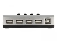 Umschalter USB 2.0 mit 1 x Typ-B Buchse zu 4 x Typ-A Buchse manuell bidirektional