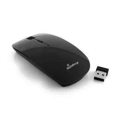 MediaRange Maus Wireless 3 Tasten, geräuscharm schwarz glänz