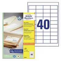 Avery Zweckform Universal-Etiketten LR3657 48.5 x 25.4 mm, 100 Blatt - Klebehaftung: Stark haftend - Drucker Kompatibilität: Inkjet - Laser - Anzahl Blatt: 100 × - Papierformat: A4 - Anzahl Etiketten: 4000 - Etikettengrösse: 48.5 x 25.4 mm