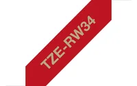Brother Beschriftungsband TZe-RW34 Gold auf Rot - Breite: 12 mm - Länge: 4 m - Schriftfarbe: Gold - Bandfarbe: Rot - Material: Textil - Materialeigenschaften: Nicht laminiert