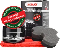 Sonax Wachspolitur Premium Class Carnauba Care Set - Volumen: 200 ml - Geeignete Lacktypen: Grundgereinigte Lacke - Anwendungsmöglichkeiten: Von Hand und maschinell anwendbar - Set: Ja