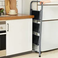 Songmics Trittleiter Grau-Schwarz - Anzahl Stufen: 3 × - Belastbarkeit: 150 kg - Höhe: 105 cm - 117 cm - Produkttyp: Anlegeleiter