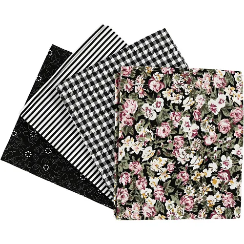 Creativ Company Stoff Fabric 4-teilig, 45 cm  55 cm - Breite: 45 cm - Länge: 55 cm - Material: Baumwolle - Detailfarbe: Schwarz
