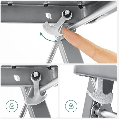 Songmics Trittleiter Grau-Schwarz - Anzahl Stufen: 3 × - Belastbarkeit: 150 kg - Höhe: 105 cm - 117 cm - Produkttyp: Anlegeleiter