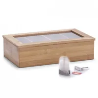 Zeller Present Teebeutel-Box Braun - Detailfarbe: Braun - Anzahl Fächer: 4 × - Teeform: Teebeutel - Material: Holz