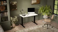 Desk with electric height adjustment MOON 121x67x72-120 Black/White