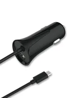 2GO USB-Kfz-Ladegerät 2400mA Micro USB 120cm schwarz