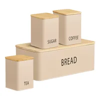 House Nordic Tula bread box Rectangular Beige Metal, Bamboo