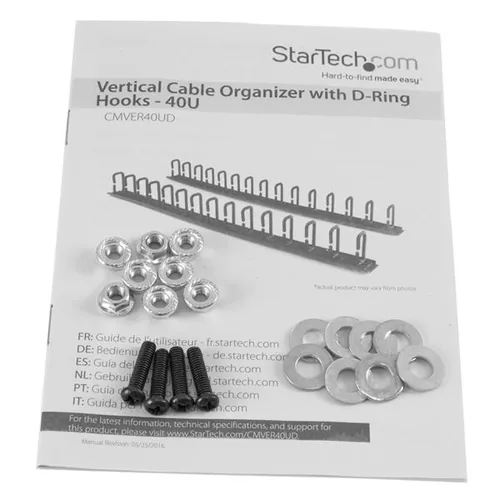 StarTech.com 2-Pack 20U Vertical Server Rack Cable Management with D-Ring Hooks, 40U Network Rack Cord Manager Panels, 2x 3ft (91cm) Wire Organizers
