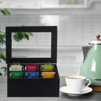 Relaxdays 10047508 tea box Acrylic, Bamboo