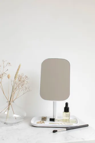 Brabantia Kosmetikspiegel ReNew mit Ablageschale, Weiss - Vergrösserung: 0 × - Detailfarbe: Weiss - Form: Eckig - Wandhalterung: Nein
