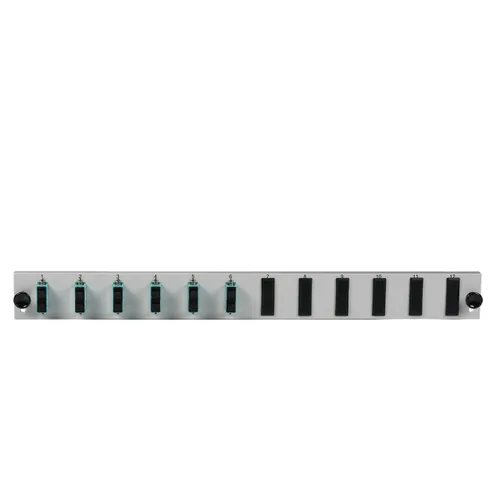 EFB Bestckte 12 Port Frontblende mit 6 x SC Duplex Kupplung OS2 vertikal, grau