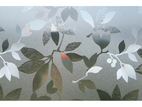 Hubatka Fensterfolie Blätter 46 x 150 cm, Grau/Grün - Befestigung: Statisch haftend - Breite: 46 cm - Detailfarbe: Grün - Grau - Länge: 150 cm