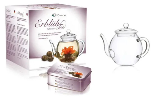Creano Tee-Set Erblühtee 0.5 l, Transparent - Material: Borosilikatglas - Detailfarbe: Transparent - Filtertyp: Ohne - Fassungsvermögen: 0.5 l - Kompatible Kochfelder: Manuell - nicht für Kochfelder